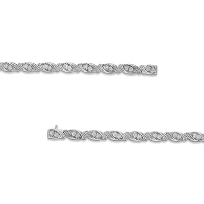 0.25 CT. T.W. Diamond Marquise Link Bracelet in Sterling Silver - 7.25”