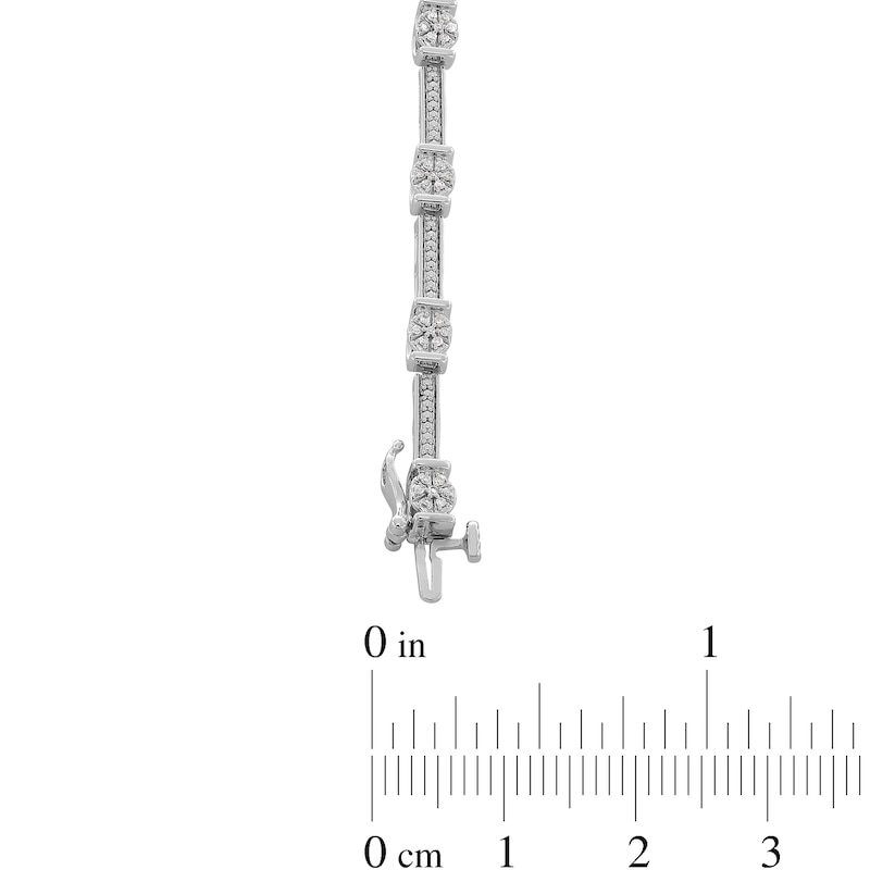 Main Image 3 of 0.25 CT. T.W. Diamond Station Link Bracelet in Sterling Silver - 7.25”