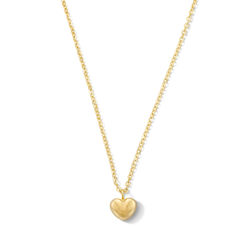 Child's Mini Puffed Heart Pendant in 10K Gold - 15"