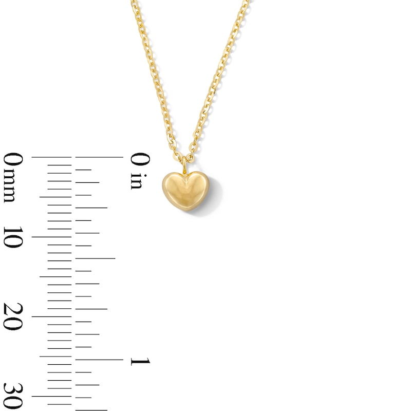 Child's Mini Puffed Heart Pendant in 10K Gold - 15"