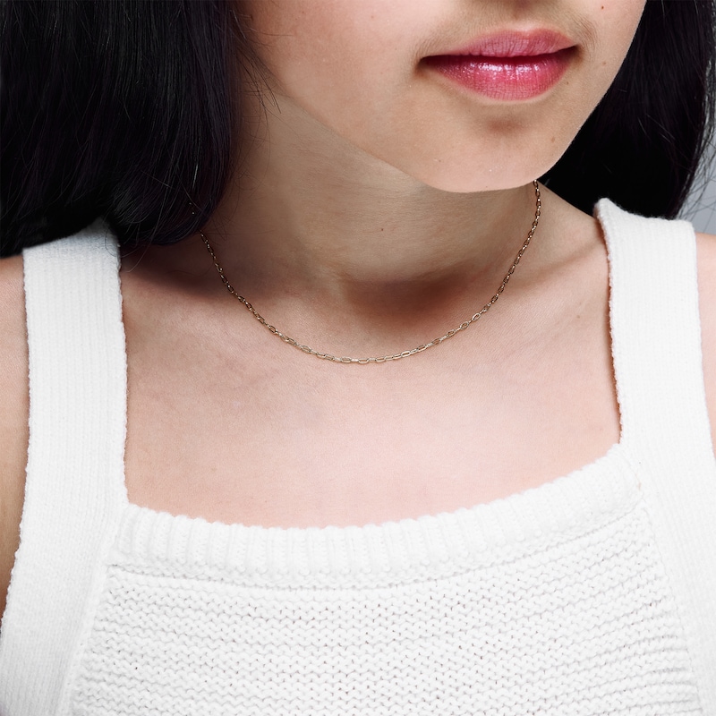 Main Image 2 of Child’s Mini Paper Clip Chain Necklace in Solid 10K Gold - 15”