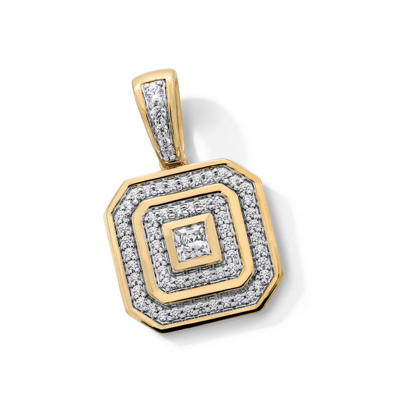 Main Image 1 of 0.75 CT. T.W. Square-Cut Certified Lab-Grown Diamond Double Frame Necklace Charm in 10K Gold (F/SI2)