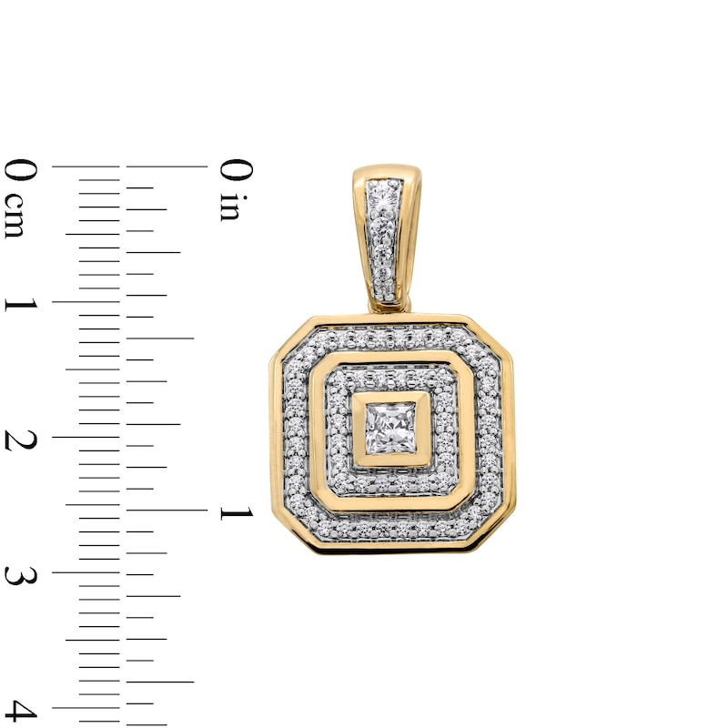 Main Image 2 of 0.75 CT. T.W. Square-Cut Certified Lab-Grown Diamond Double Frame Necklace Charm in 10K Gold (F/SI2)