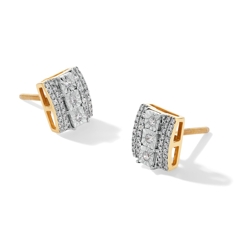 Main Image 1 of 0.25 CT. T.W. Diamond Rectangle Stud Earrings in 10K Gold