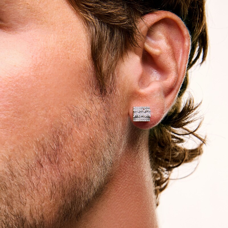 Main Image 2 of 0.25 CT. T.W. Diamond Rectangle Stud Earrings in 10K Gold