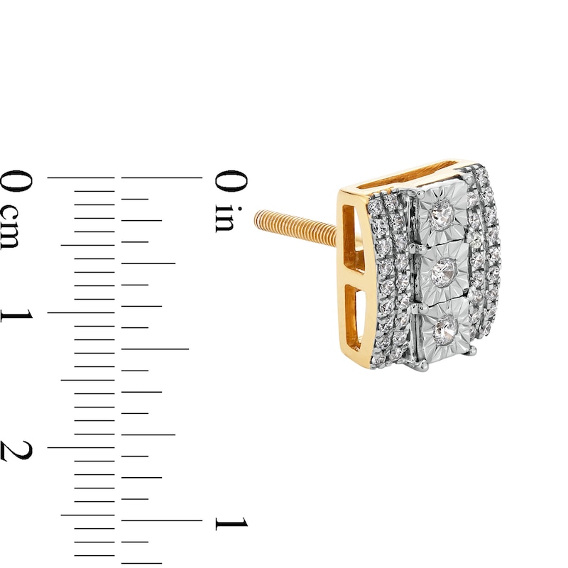 Main Image 3 of 0.25 CT. T.W. Diamond Rectangle Stud Earrings in 10K Gold
