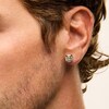 Thumbnail Image 2 of 0.50 CT. T.W. Emerald-Cut Certified Lab-Grown Diamond Frame Bezel-Set Stud Earrings in 10K Gold (F/SI2)