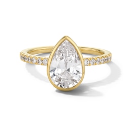 2.20 CT. T.W. Pear-Shaped Certified Lab-Grown Diamond Bezel-Set Engagement Ring in 14K Gold (F/VS2)