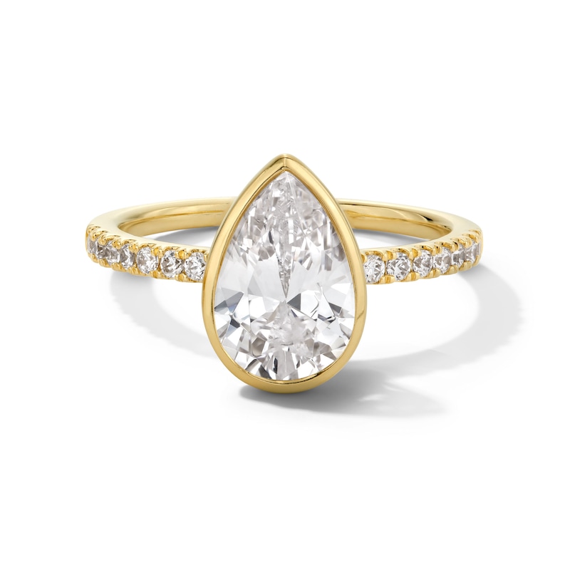 Main Image 1 of 2.20 CT. T.W. Pear-Shaped Certified Lab-Grown Diamond Bezel-Set Engagement Ring in 14K Gold (F/VS2)