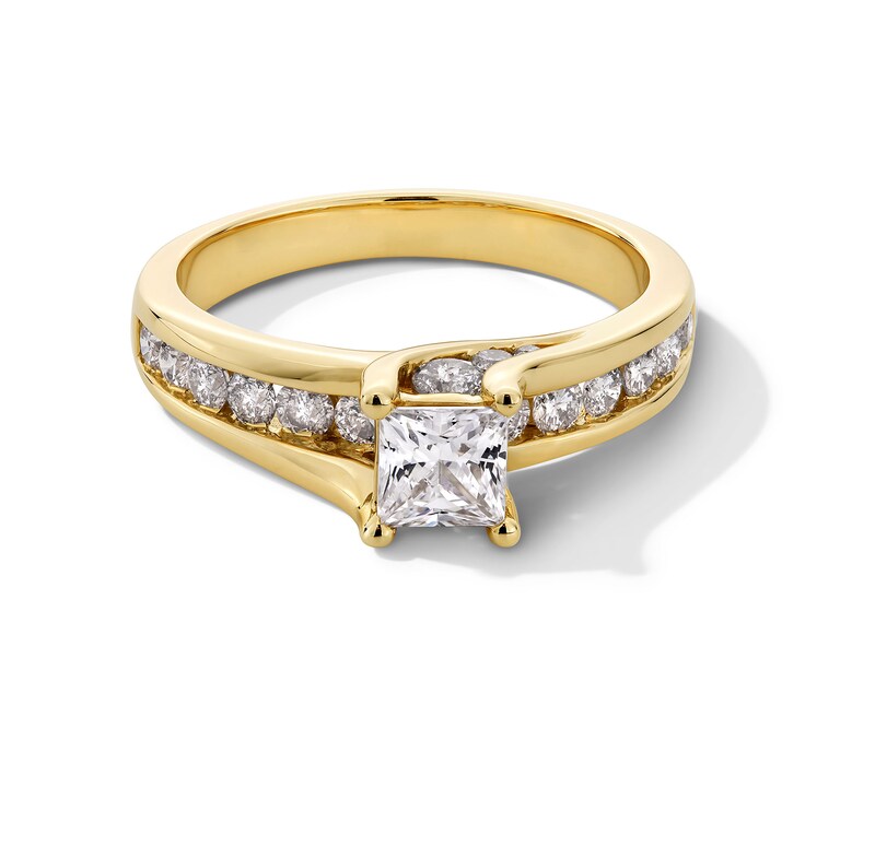 1.50 CT. T.W. Princess-Cut Diamond Channel Shank Engagement Ring in 14K Gold