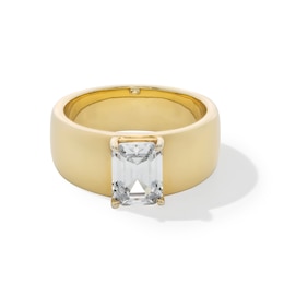 2.00 CT. Emerald-Cut Certified Lab-Grown Diamond Solitaire Wide Band Engagement Ring in 14K Gold (F/VS2)