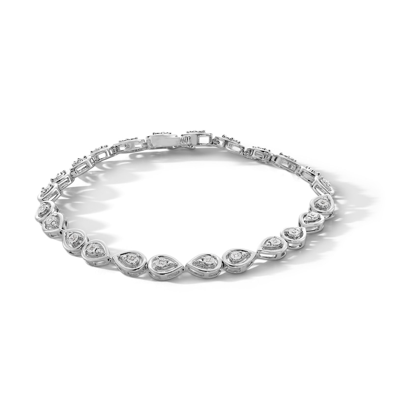 Main Image 1 of 0.10 CT. T.W. Diamond Pear-Shaped Mirror Link Bracelet in Sterling Silver - 7.25”