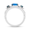 Thumbnail Image 3 of Enchanted Disney Cinderella Oval Blue Lab-Created Opal, London Blue Topaz and Diamond Flower Ring in Sterling Silver