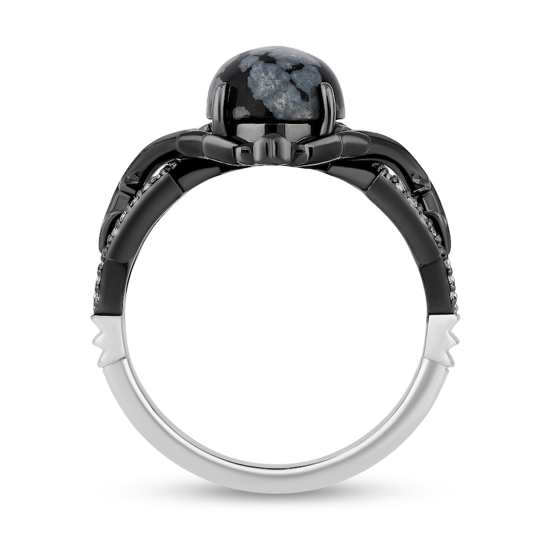 Main Image 3 of Enchanted Disney Villains Maleficent Oval Obsidian and 0.145 CT. T.W. Diamond Thorns Ring in Sterling Silver
