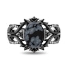 Thumbnail Image 4 of Enchanted Disney Villains Maleficent Oval Obsidian and 0.145 CT. T.W. Diamond Thorns Ring in Sterling Silver