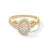 Thumbnail Image 1 of 0.60 CT. T.W. Oval-Shaped Multi-Diamond Frame Ornate Shank Vintage-Style Engagement Ring in 10K Gold