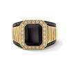 Thumbnail Image 1 of EFFY™ Collection Emerald-Cut Onyx with 0.58 CT. T.W. Black and White Diamond Frame Ring in 14K Gold