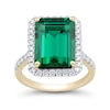Thumbnail Image 2 of Emerald-Cut Lab-Created Emerald and 0.45 CT. T.W. Certified Lab-Grown Diamond Frame Ring in 10K Gold (I/SI2)
