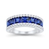 Thumbnail Image 2 of Princess-Cut Blue Lab-Created Sapphire and 0.37 CT. T.W. Certified Lab-Grown Diamond Band in 10K White Gold (F/SI2)