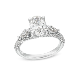 2.95 CT. T.W. Oval and Shield Certified Lab-Grown Diamond Engagement Ring in 14K White Gold (F/VS2)
