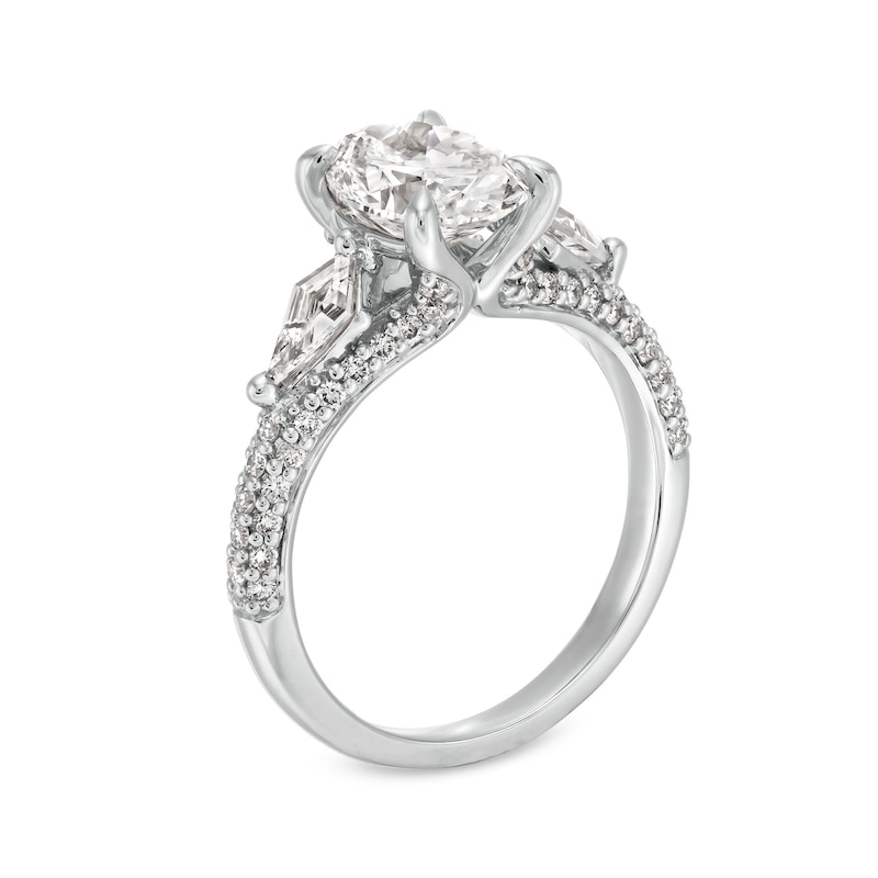 Main Image 3 of 2.95 CT. T.W. Oval and Shield Certified Lab-Grown Diamond Engagement Ring in 14K White Gold (F/VS2)