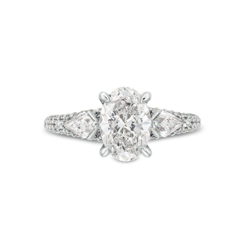 Main Image 4 of 2.95 CT. T.W. Oval and Shield Certified Lab-Grown Diamond Engagement Ring in 14K White Gold (F/VS2)