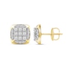 Thumbnail Image 2 of 0.50 CT. T.W. Cushion-Shaped Certified Lab-Created Multi-Diamond Frame Stud Earrings in 10K Gold (F/SI2)