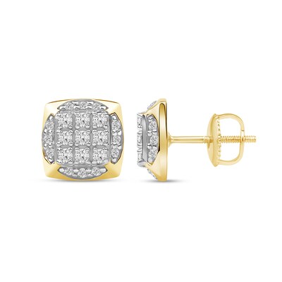 0.50 CT. T.W. Cushion-Shaped Certified Lab-Created Multi-Diamond Frame Stud Earrings in 10K Gold (F/SI2)