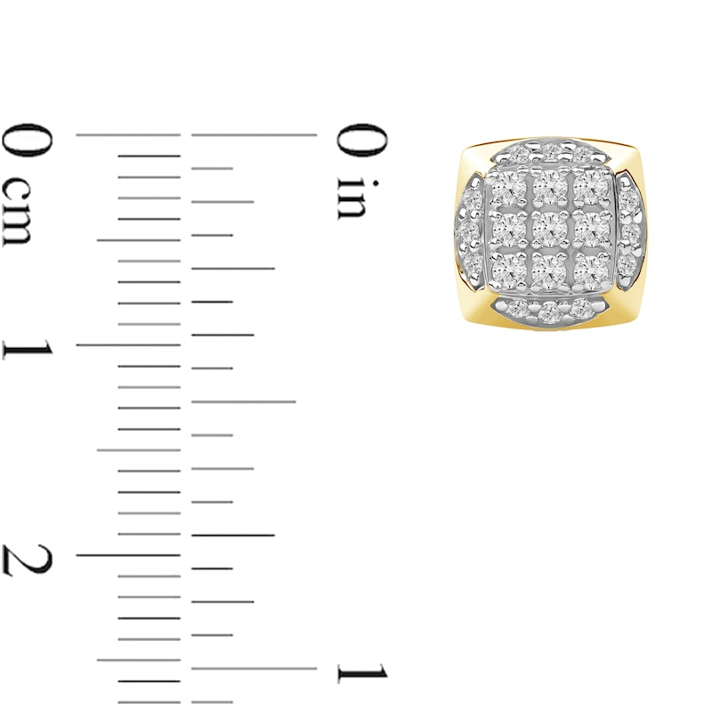 Main Image 4 of 0.50 CT. T.W. Cushion-Shaped Certified Lab-Created Multi-Diamond Frame Stud Earrings in 10K Gold (F/SI2)