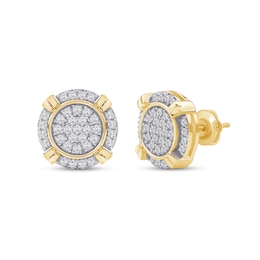 0.50 CT. T.W. Certified Lab-Grown Multi-Diamond Frame Stud Earrings in 10K Gold (F/SI2)