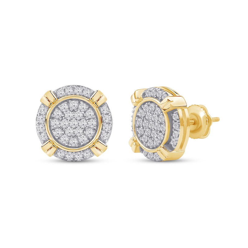 Main Image 1 of 0.50 CT. T.W. Certified Lab-Created Multi-Diamond Frame Stud Earrings in 10K Gold (F/SI2)