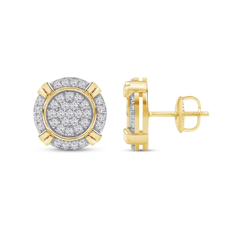 Main Image 2 of 0.50 CT. T.W. Certified Lab-Created Multi-Diamond Frame Stud Earrings in 10K Gold (F/SI2)