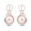 Thumbnail Image 2 of 11.0-12.0mm Pink Freshwater Cultured Pearl and 0.29 CT. T.W. Diamond Swirl Earrings in 10K Rose Gold