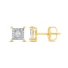 Thumbnail Image 2 of 0.10 CT. T.W. Certified Lab-Grown Diamond Miracle Square Frame Solitaire Stud Earrings in 10K Gold (F/SI2)