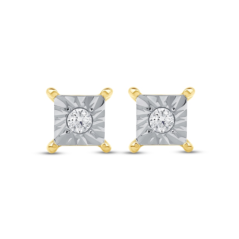 Main Image 3 of 0.10 CT. T.W. Certified Lab-Grown Diamond Miracle Square Frame Solitaire Stud Earrings in 10K Gold (F/SI2)