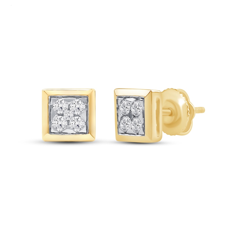 Main Image 1 of 0.25 CT. T.W. Certified Lab-Grown Diamond Square Frame Stud Earrings in 10K Gold (F/SI2)