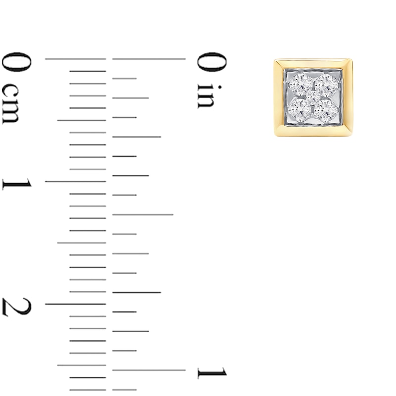 Main Image 4 of 0.25 CT. T.W. Certified Lab-Grown Diamond Square Frame Stud Earrings in 10K Gold (F/SI2)