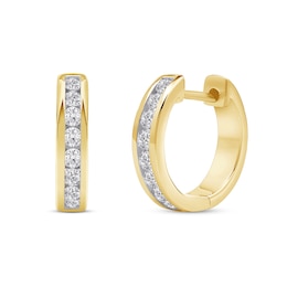 0.50 CT. T.W. Certified Lab-Grown Diamond Channel-Set Hoop Earrings in 10K Gold (F/SI2)