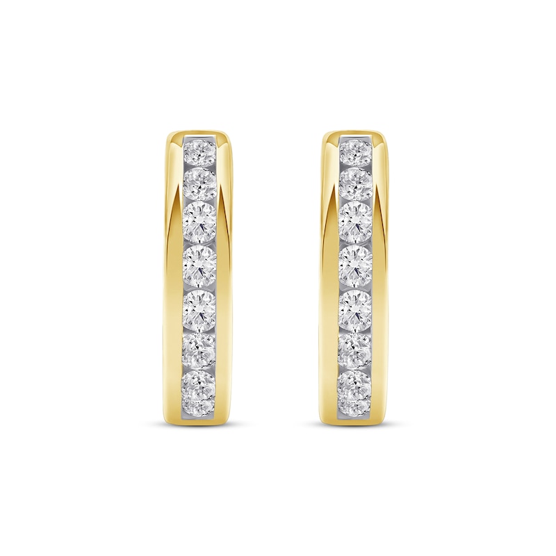 Main Image 3 of 0.50 CT. T.W. Certified Lab-Grown Diamond Channel-Set Hoop Earrings in 10K Gold (F/SI2)