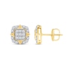 Thumbnail Image 2 of 0.33 CT. T.W. Cushion-Shaped Multi-Diamond Compass Points Frame Stud Earrings in 10K Gold