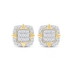 Thumbnail Image 3 of 0.33 CT. T.W. Cushion-Shaped Multi-Diamond Compass Points Frame Stud Earrings in 10K Gold