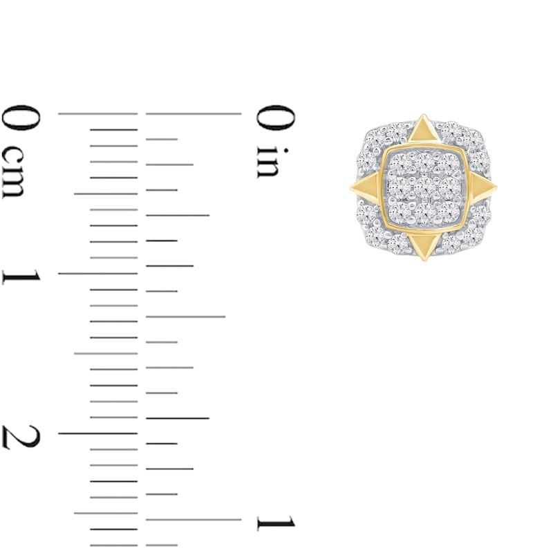 Main Image 4 of 0.33 CT. T.W. Cushion-Shaped Multi-Diamond Compass Points Frame Stud Earrings in 10K Gold