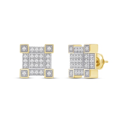 0.40 CT. T.W. Square Multi-Diamond Frame Stud Earrings in 10K Gold