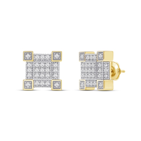 0.40 CT. T.W. Square Multi-Diamond Frame Stud Earrings in 10K Gold