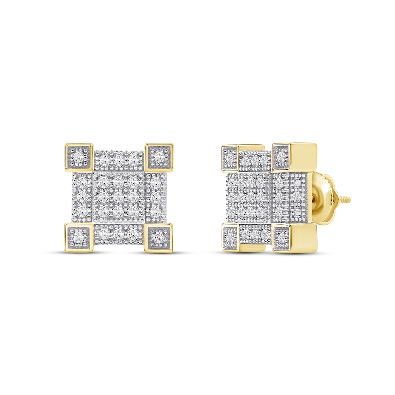 Main Image 1 of 0.40 CT. T.W. Square Multi-Diamond Frame Stud Earrings in 10K Gold