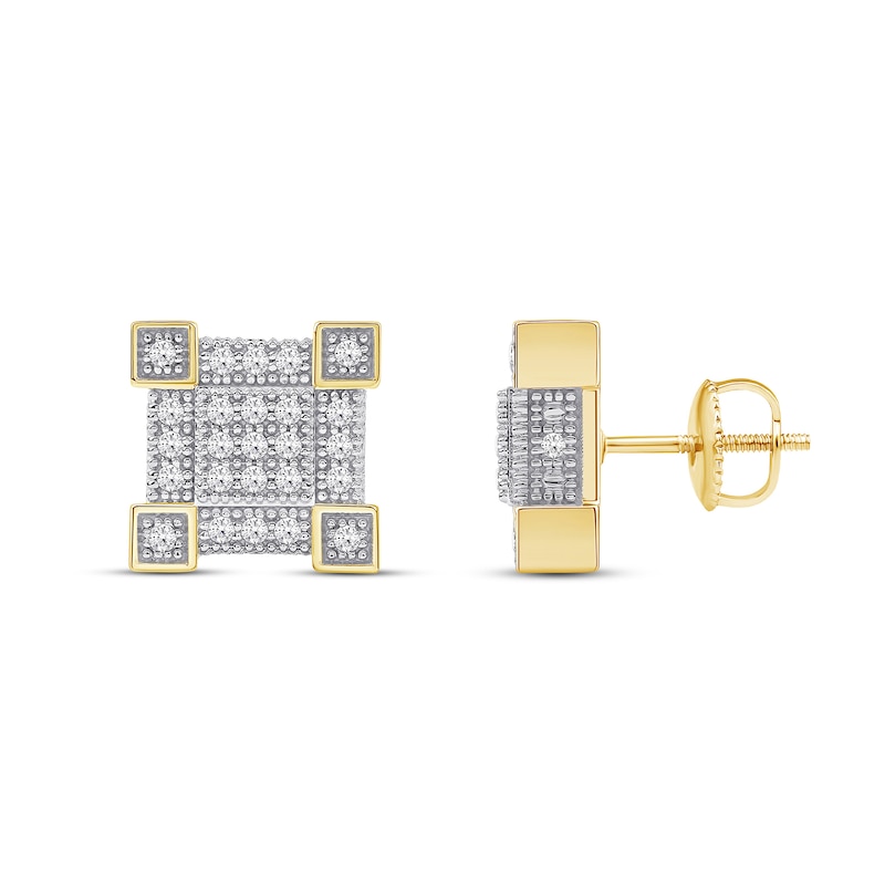 Main Image 2 of 0.40 CT. T.W. Square Multi-Diamond Frame Stud Earrings in 10K Gold