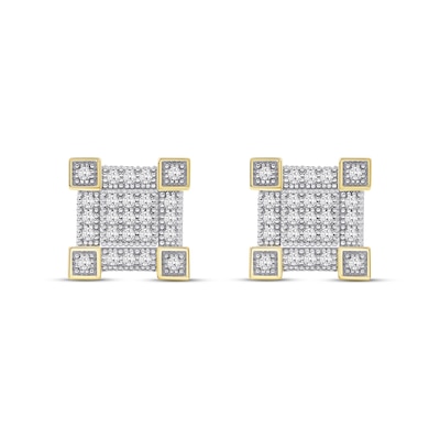 0.40 CT. T.W. Square Multi-Diamond Frame Stud Earrings in 10K Gold
