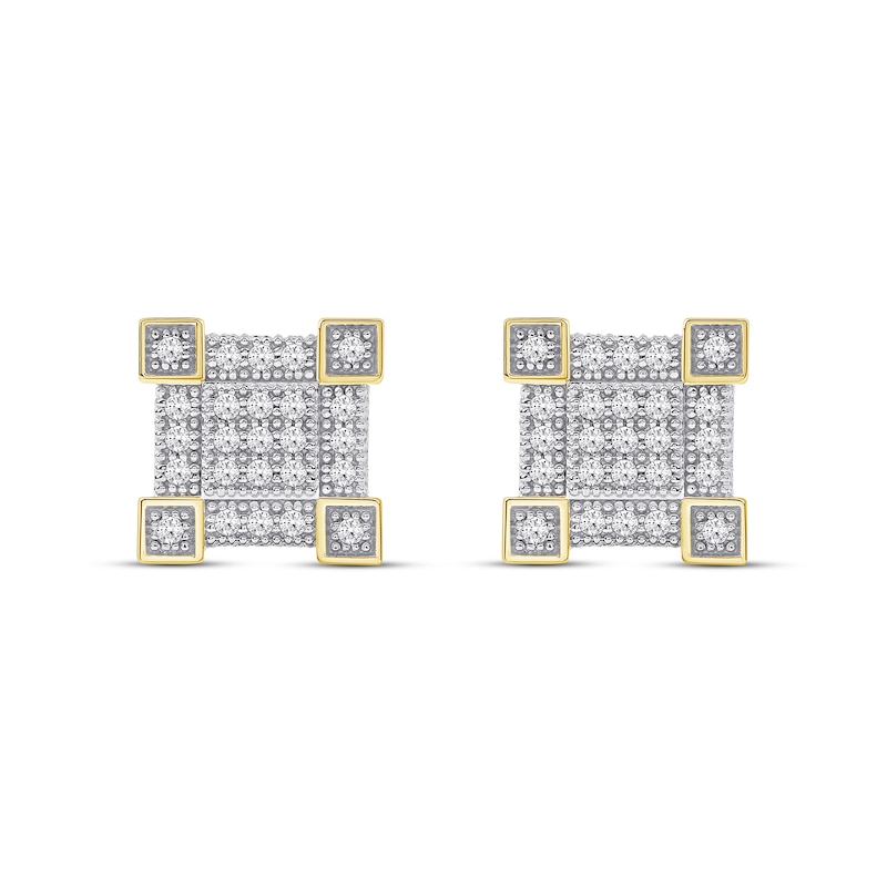 Main Image 3 of 0.40 CT. T.W. Square Multi-Diamond Frame Stud Earrings in 10K Gold