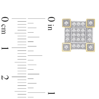 0.40 CT. T.W. Square Multi-Diamond Frame Stud Earrings in 10K Gold
