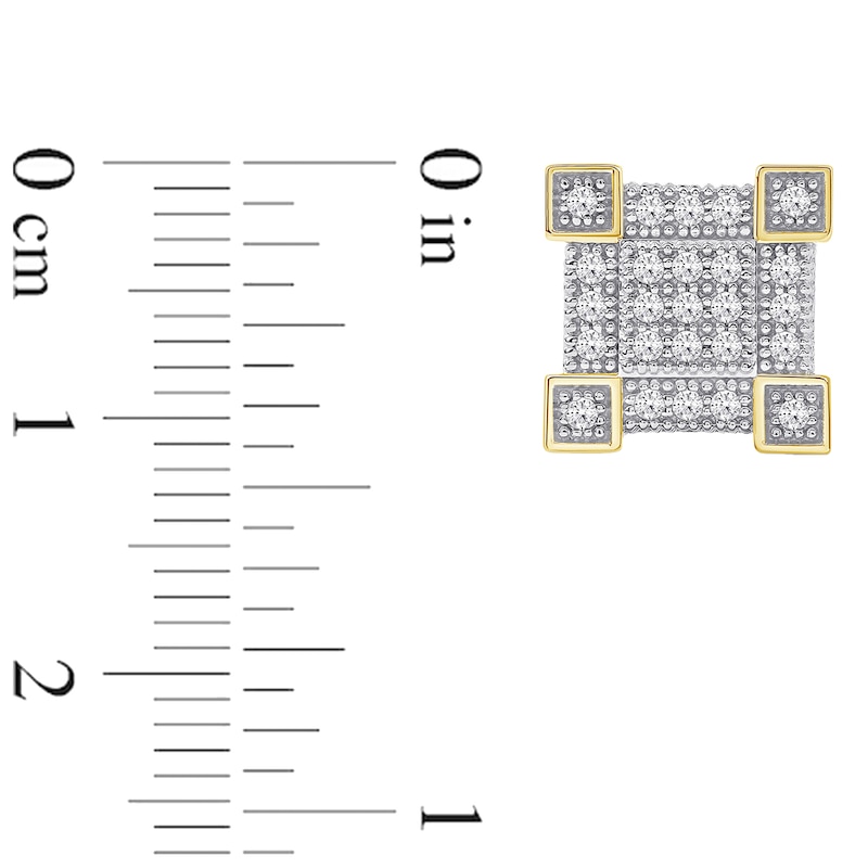 Main Image 4 of 0.40 CT. T.W. Square Multi-Diamond Frame Stud Earrings in 10K Gold